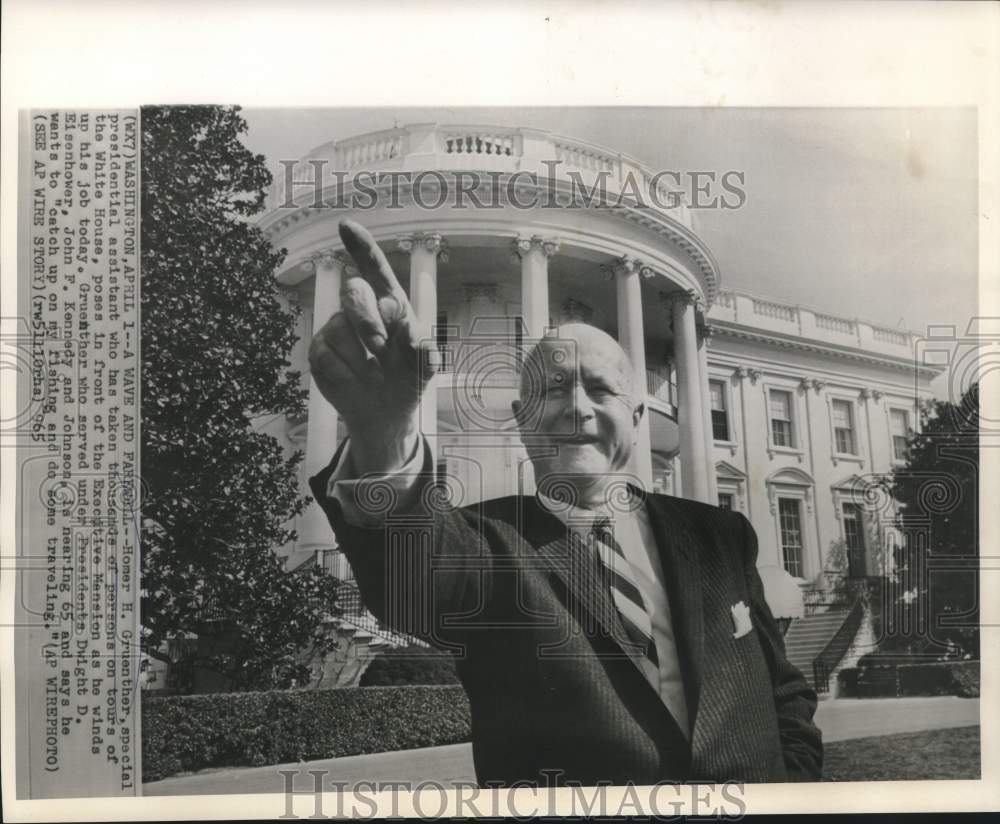 1965 Press Photo Homer Gruenther, White House tour guide, retires
