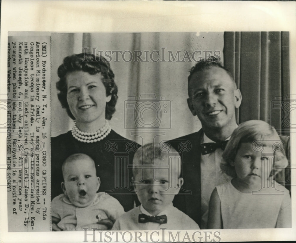 1960 Press Photo Reverend Handyside & family taken captive by Congo - now06071