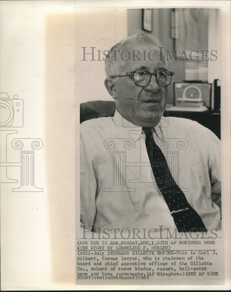 1965 Press Photo Carl Gilbert, Gillette Chairman of Board and CEO - now06110