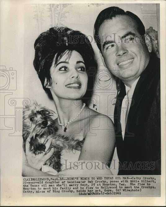 1961 Press Photo Bing Crosby's niece Cathy Crosby to marry oil man Eddie Gilbert