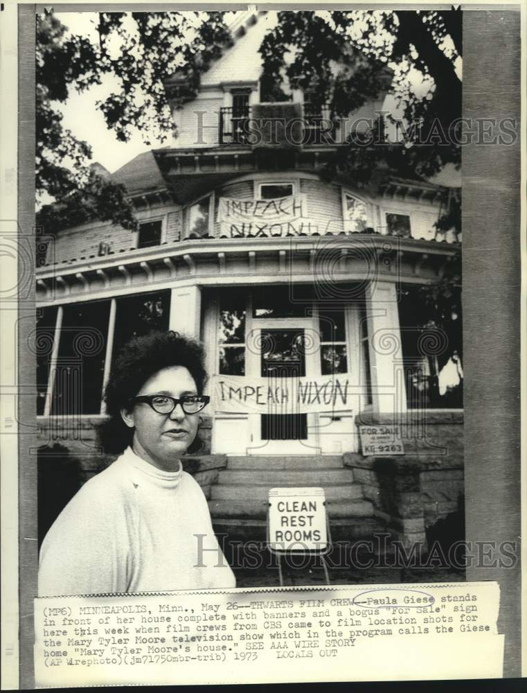 1973 Press Photo Paula Giese&#39;s home, location shot for Mary Tyler Moore Show