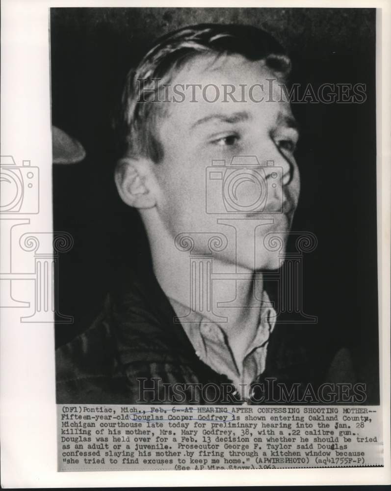 Load image into Gallery viewer, 1963 Press Photo Douglas C. Godfrey, 15, confesses shooting his mother, Mary.
