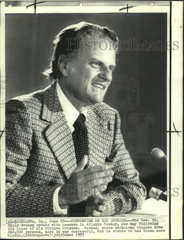 1973 Press Photo Reverend Dr. Billy Graham at Atlanta news conference