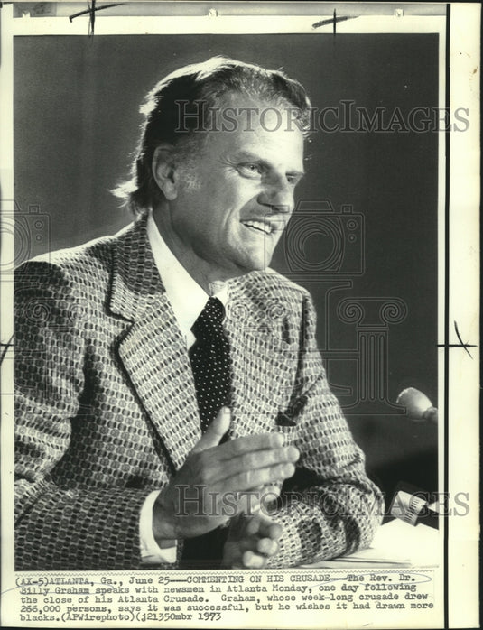 1973 Press Photo Reverend Dr. Billy Graham at Atlanta news conference