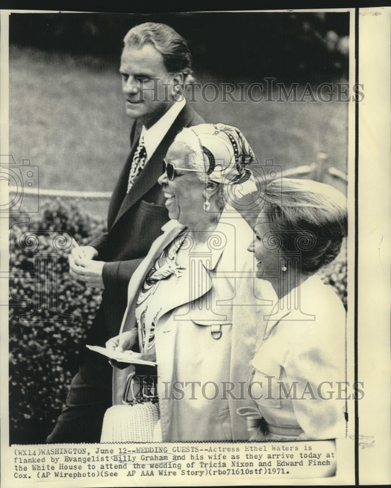 1971 Press Photo Evangelist & Mrs. Billy Graham with Ethel Waters at White House