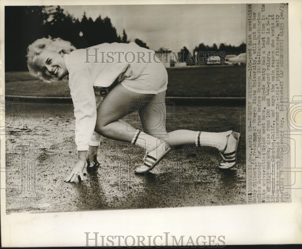 1963 Press Photo Betty Gilbert, Oregon State University 100-yard specialist