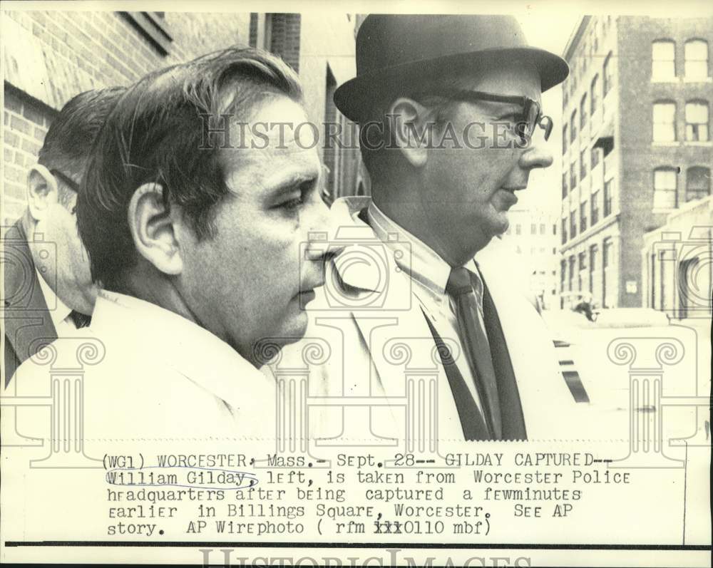 1970 Press Photo William Gilday taken from Worcester Police headquarters