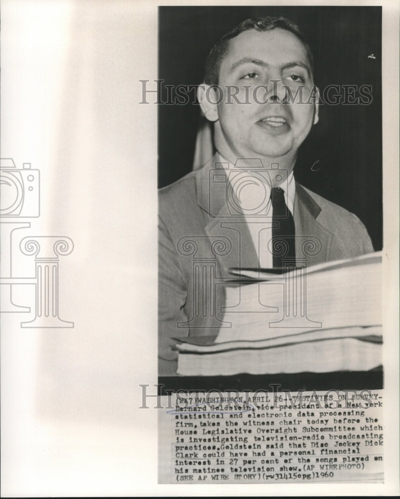 1960 Press Photo Bernard Goldstein testifies at House Oversight Subcommittee