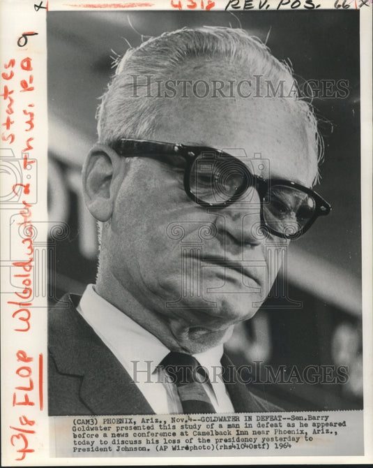 1964 Press Photo Senator Barry Goldwater at news conference in Arizona