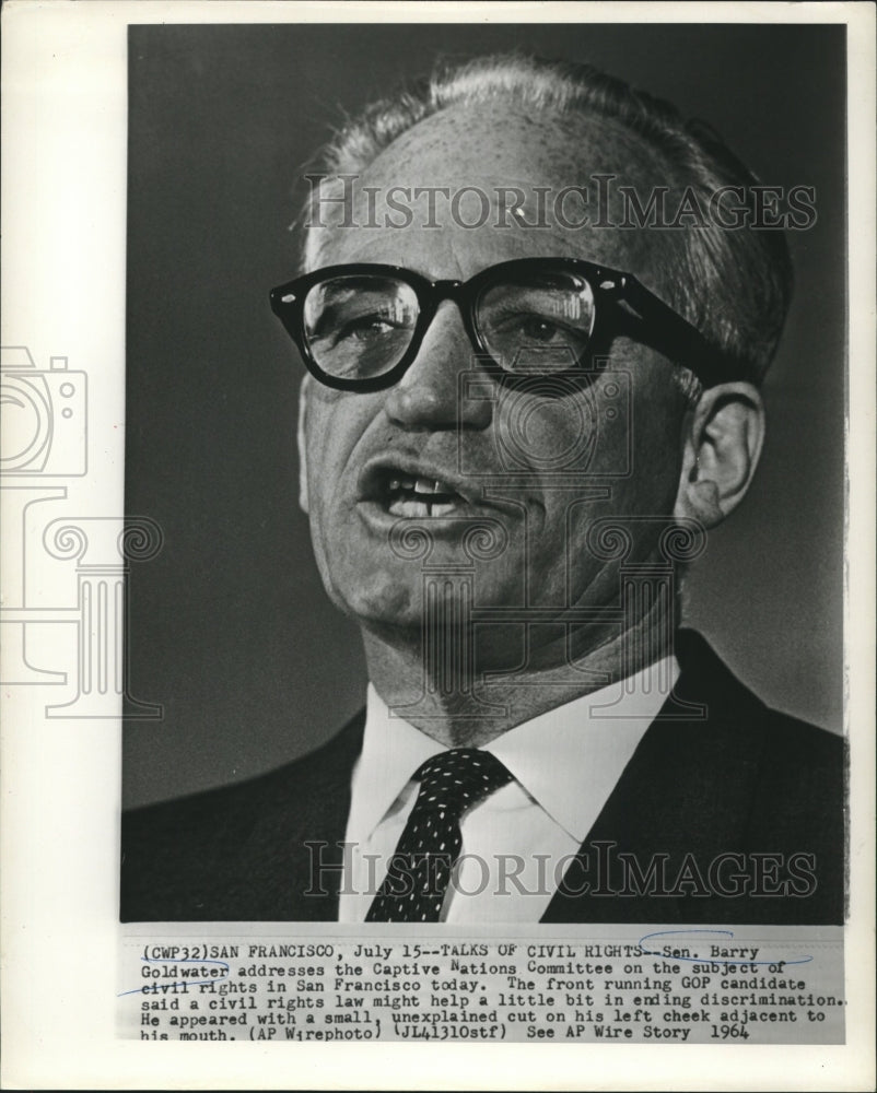 1964 Press Photo Senator Goldwater addresses Captive Nations Committee in CA