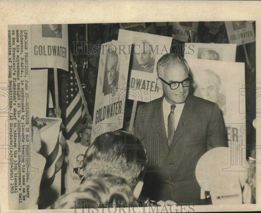 1963 Press Photo Senator Goldwater addresses Young Republicans Convention in CA