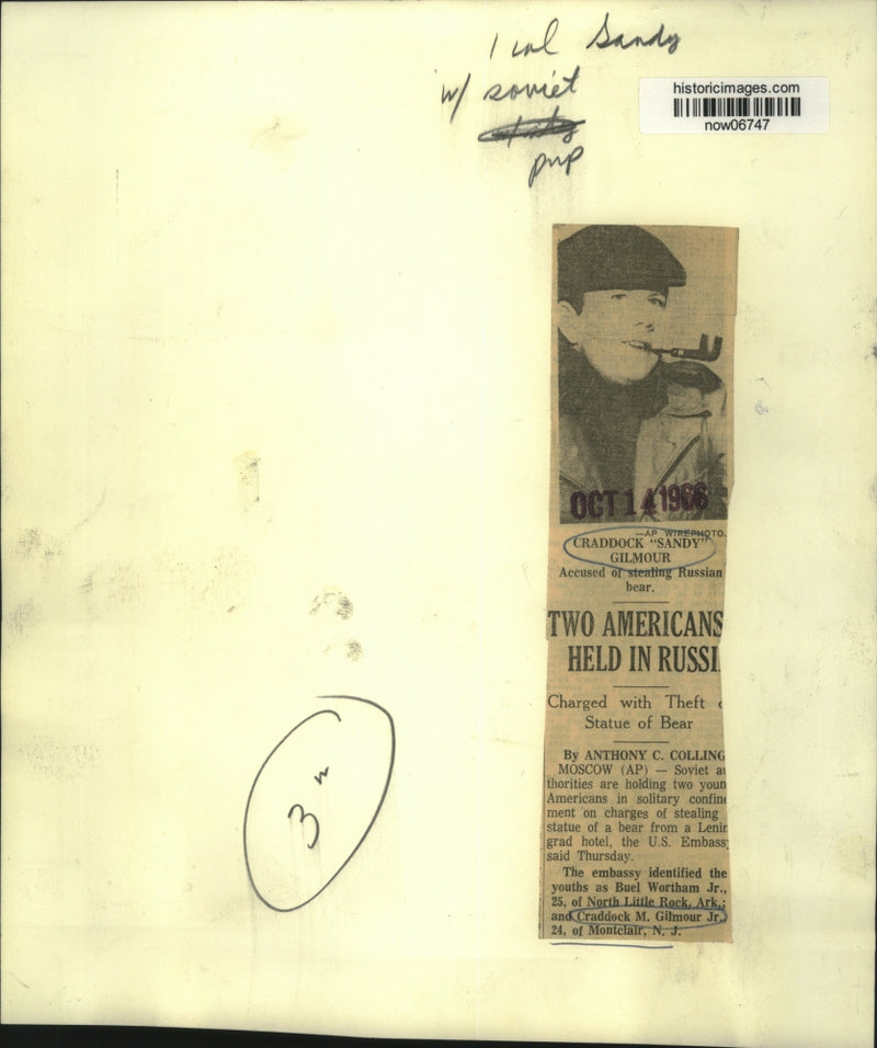 Load image into Gallery viewer, 1966 Press Photo Craddock Gilmour of NJ, held in Soviet confinement for theft.
