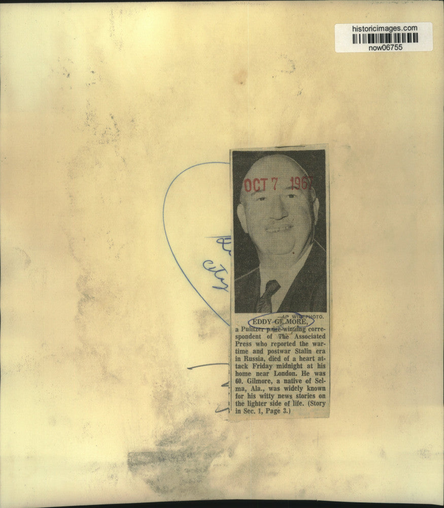 1967 Press Photo Associated Press Pulitzer prize correspondent Eddy Gilmore.