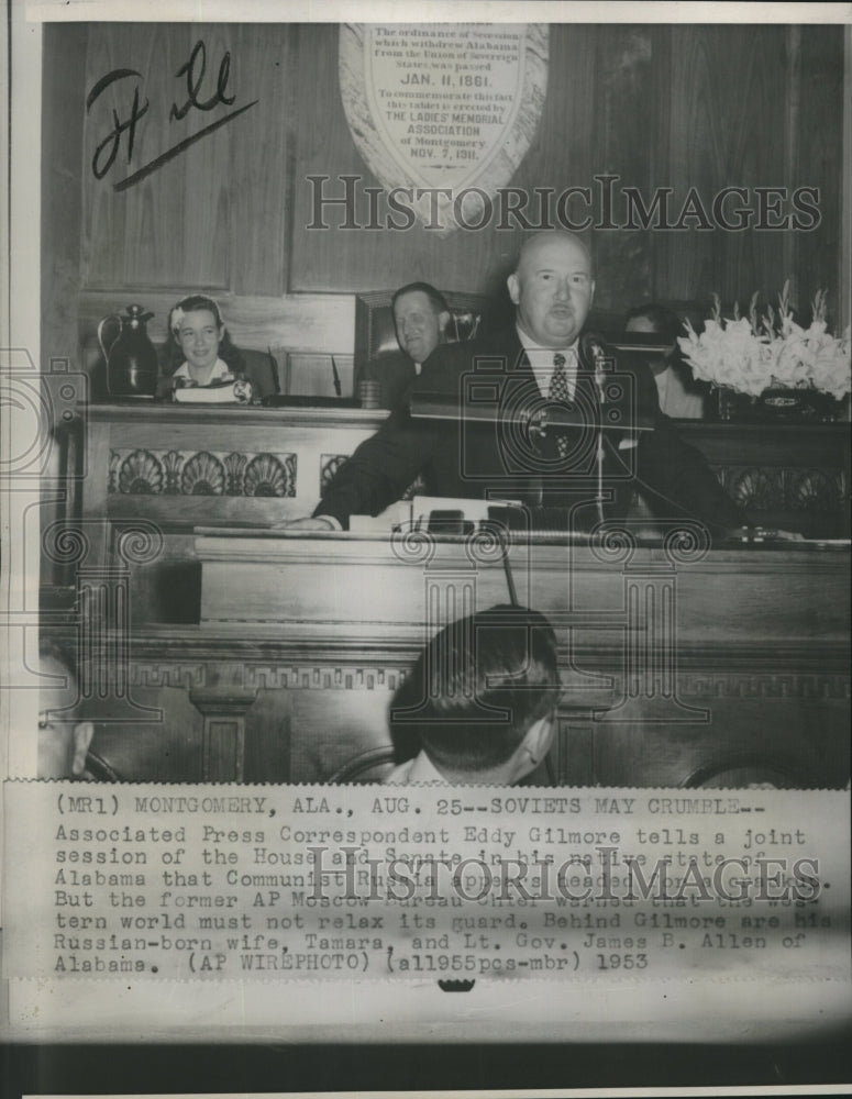 1953 Press Photo AP correspondent Eddy Gilmore at Alabama&#39;s joint session