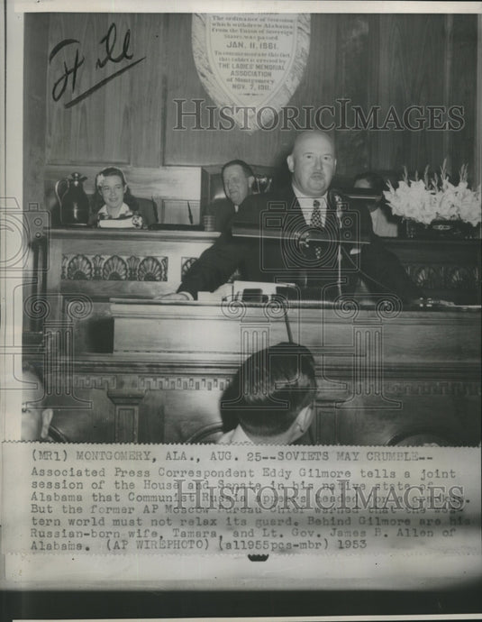 1953 Press Photo AP correspondent Eddy Gilmore at Alabama's joint session