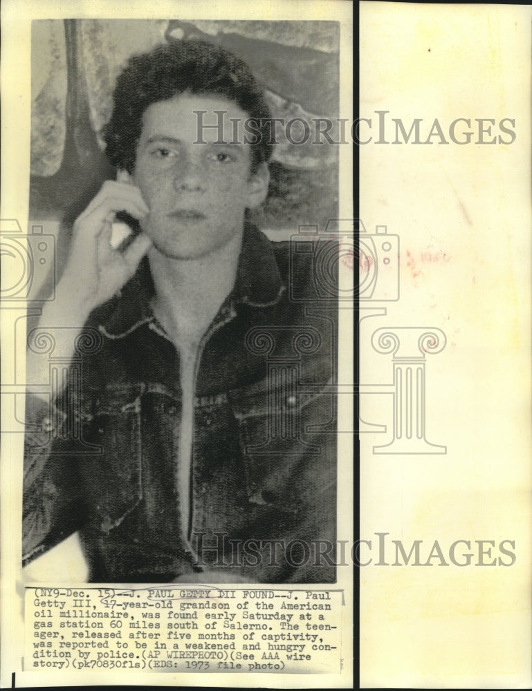 1973 Press Photo J. Paul Getty, III, grandson of oil millionaire J. Paul Getty.