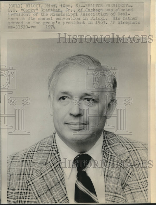 1974 Press Photo President of MS Association of Realtons, B.E. Grantham, Jr.
