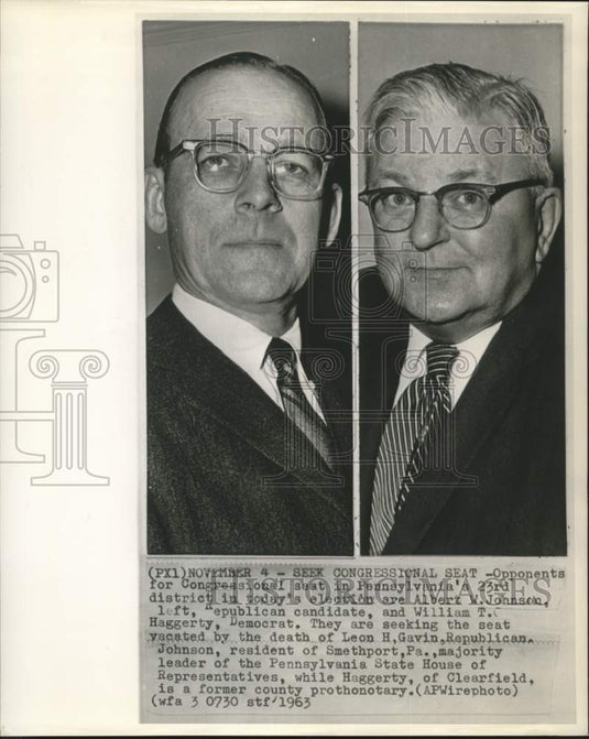 1963 Press Photo PA Congress seat opponents Albert Johnson & William Haggerty