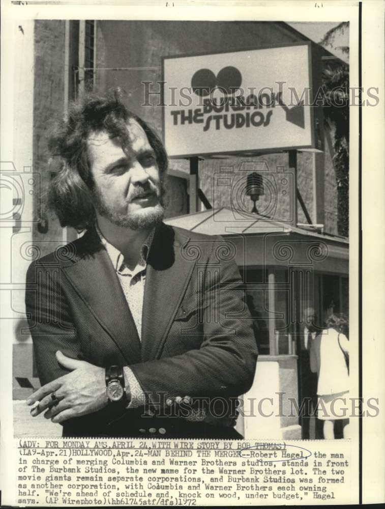 1972 Press Photo Robert Hagel, man behind merger of Columbia &amp; Warner Brothers