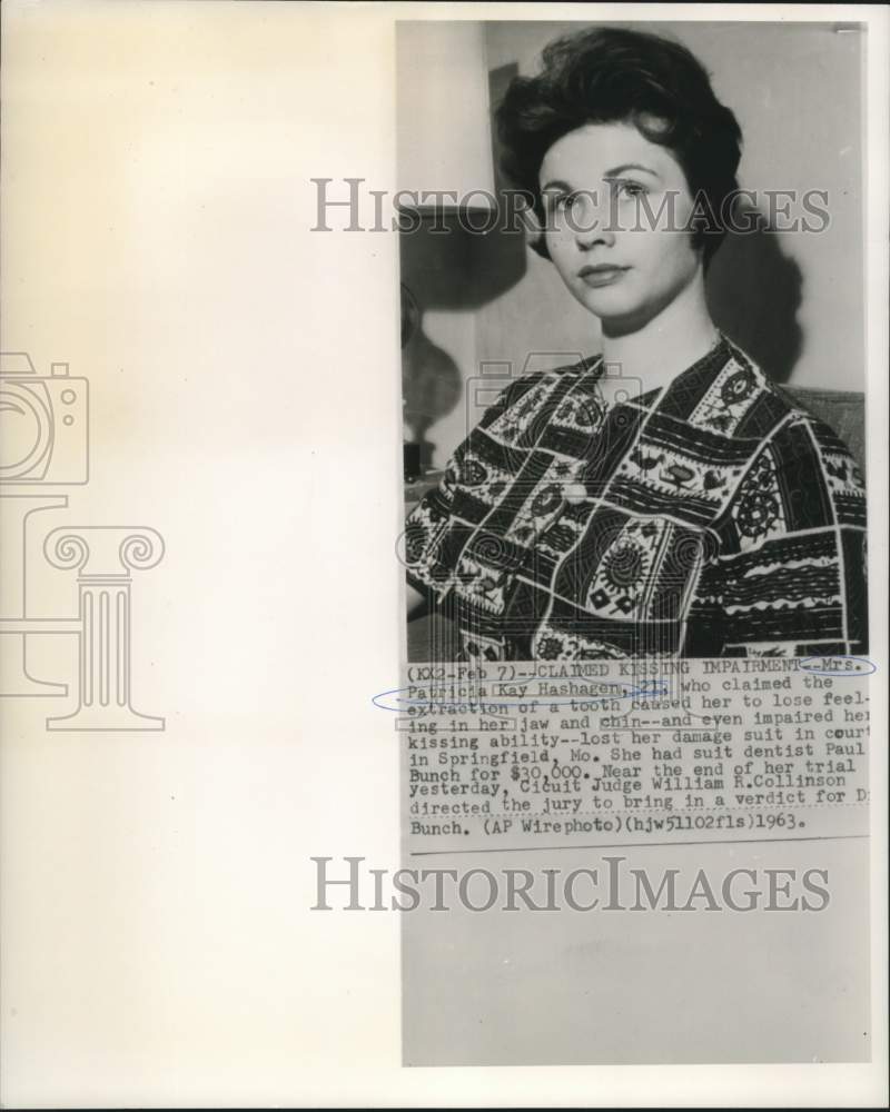 1963 Press Photo Patricia Kay Hashagen lost her suit against dentist, Dr. Bunch