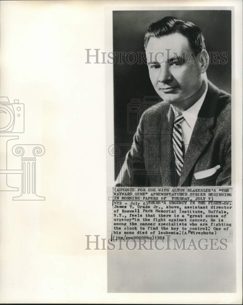 1964 Press Photo Dr. James T. Grace, Jr., cancer specialist - now07335