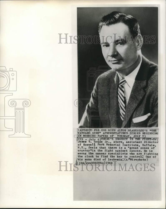 1964 Press Photo Dr. James T. Grace, Jr., cancer specialist - now07335