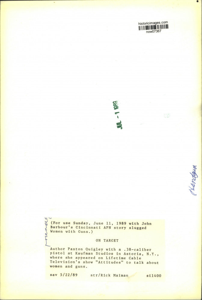 1989 Press Photo Author Paxton Quigley, "Attitudes" star discusses women & guns