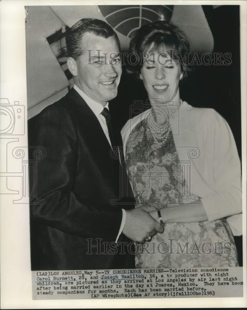 1963 Press Photo Carol Burnett & Joseph Hamilton married in Mexico - now07430