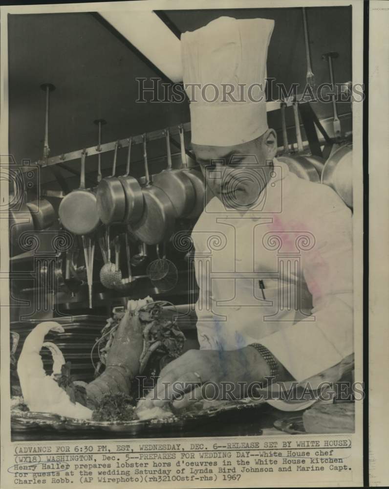 1967 Press Photo White House Chef Henry Haller prepares for White House wedding