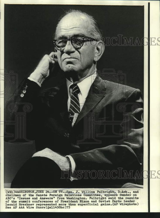 1973 Press Photo Senator J.William Fulbright, D-AR, on ABC's Issues and Answers