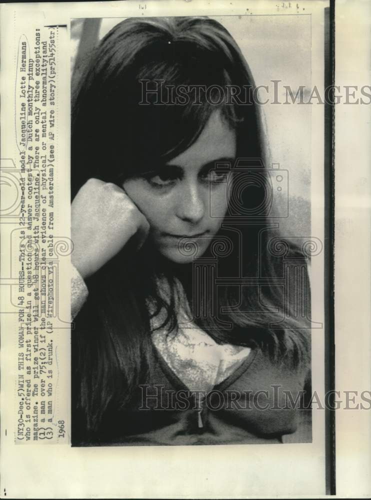 1968 Press Photo Jacqueline Lotte Hermans, magazine contest first prize