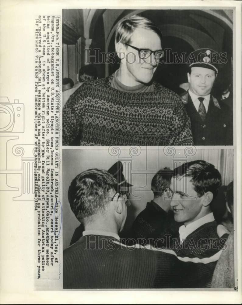Load image into Gallery viewer, 1964 Press Photo Mike Hessel, US Olympic, acquitted; Bill Marolt convicted
