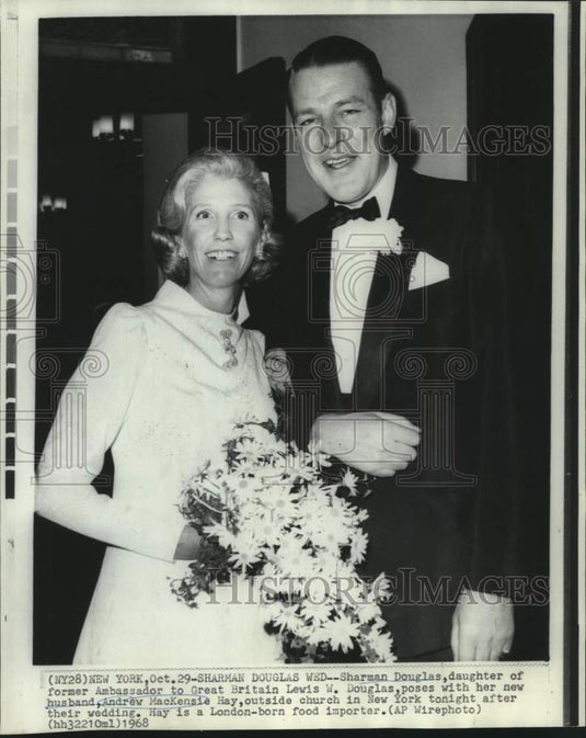 1968 Press Photo Sharman Douglas & Andrew MacKensie Hay married in New York