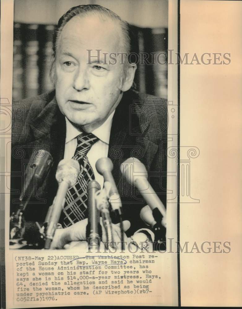 1976 Press Photo Rep. Wayne Hays,House Administration, at news conference