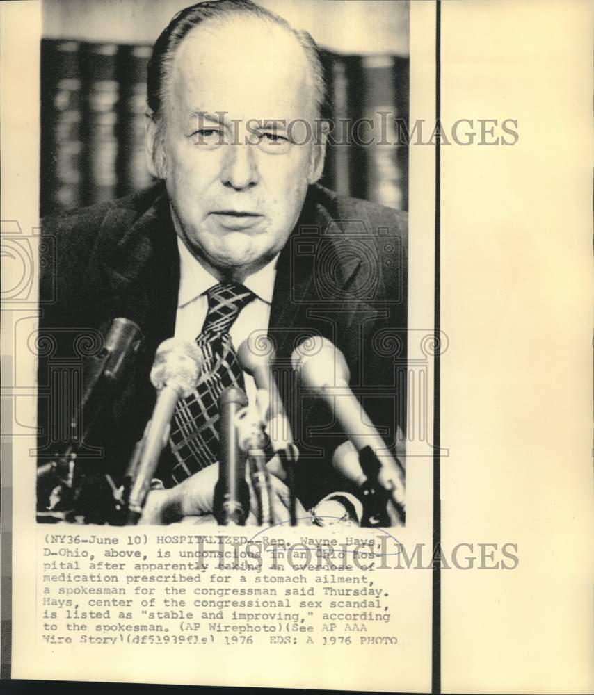 1976 Press Photo Representative Wayne Hays, D-OH - now07661
