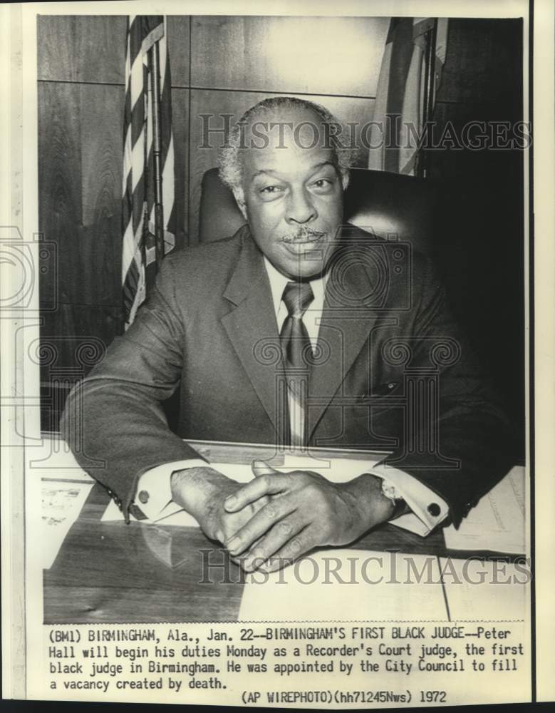 1972 Press Photo Peter Hall, Recorder&#39;s Court Judge in Birmingham, AL