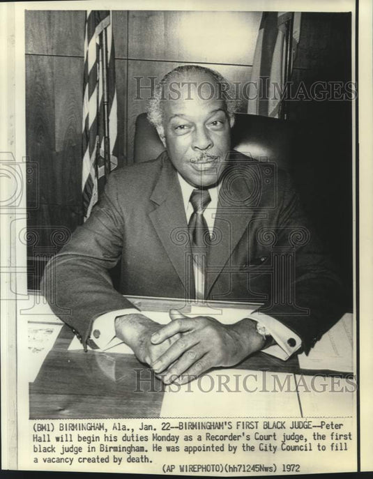 1972 Press Photo Peter Hall, Recorder's Court Judge in Birmingham, AL