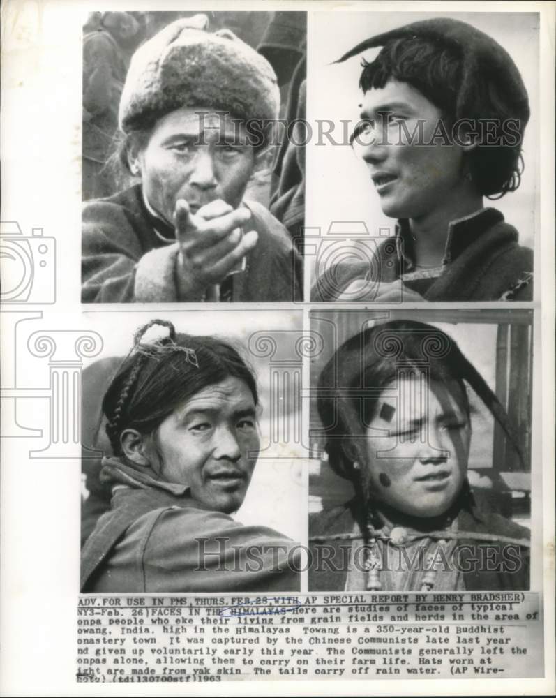 1963 Press Photo A study of faces of people of the Himalayas - now07860