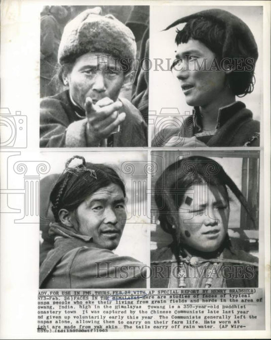 1963 Press Photo A study of faces of people of the Himalayas - now07860
