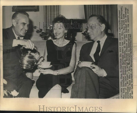 1960 Press Photo Averell Harriman and others at tea in his New York home.