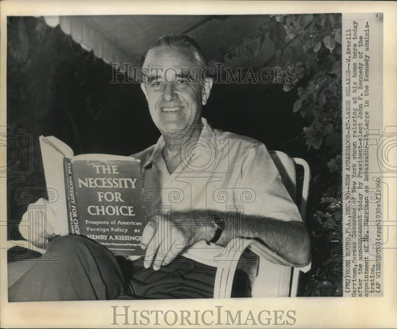 Load image into Gallery viewer, 1960 Press Photo Averell Harriman, Ambassador-at-Large, relaxes at his home.
