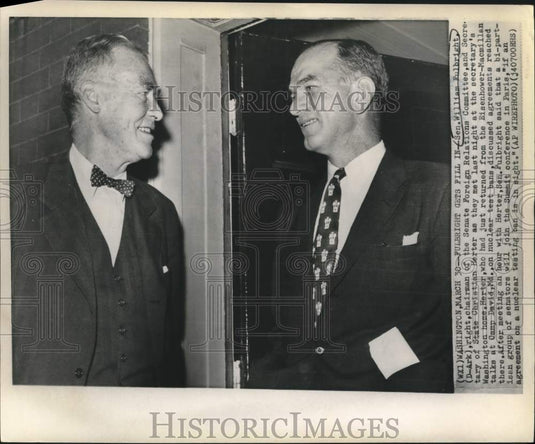 1960 Press Photo Senators William Fulbright & Christian Herter in Washington