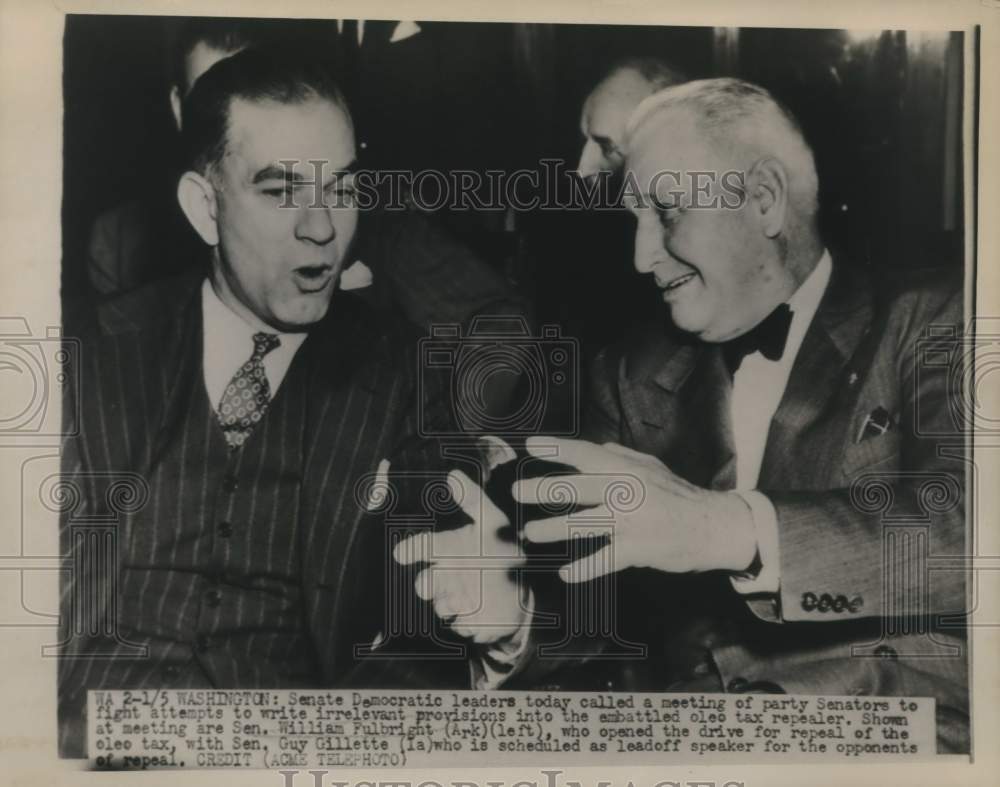 1950 Press Photo Party Senators William Fulbright & Guy Gillette in Washington.