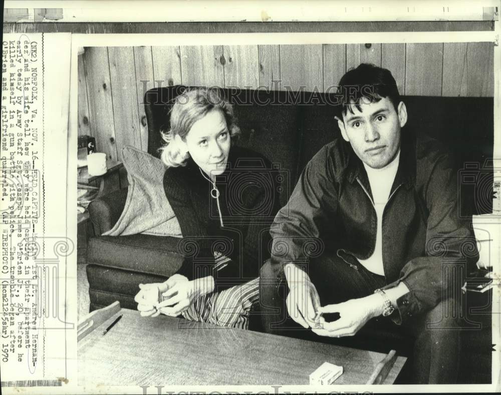 1970 Press Photo Marine 1st Lt. Andrew Hernandez & wife tell of captivity