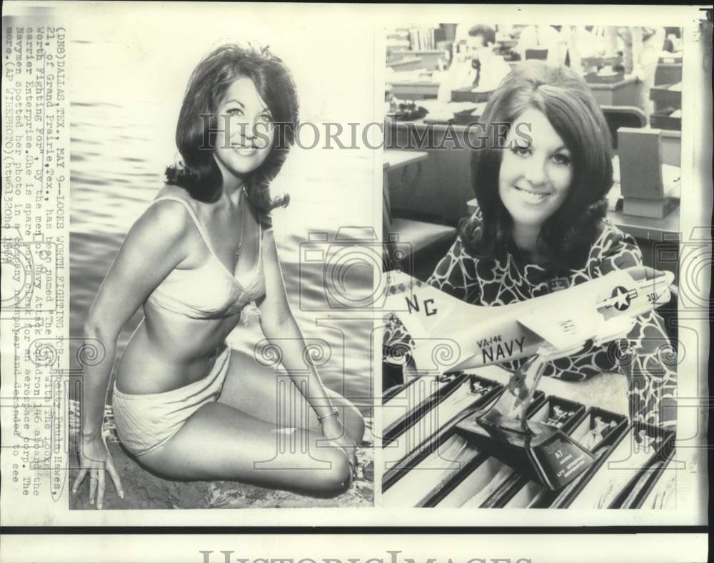 1969 Press Photo Paula Hawes, carrier Enterprise crew&#39;s The Girl With The Looks