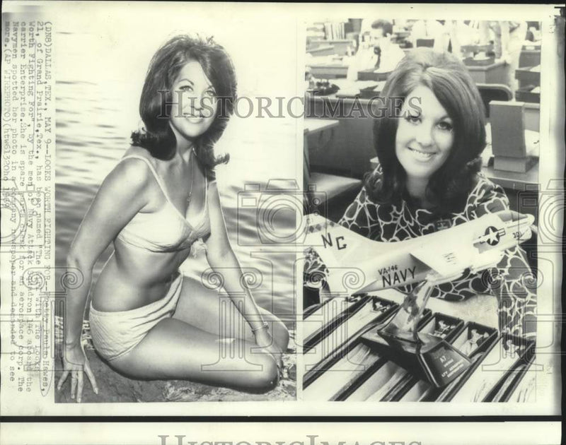 Load image into Gallery viewer, 1969 Press Photo Paula Hawes, carrier Enterprise crew's The Girl With The Looks
