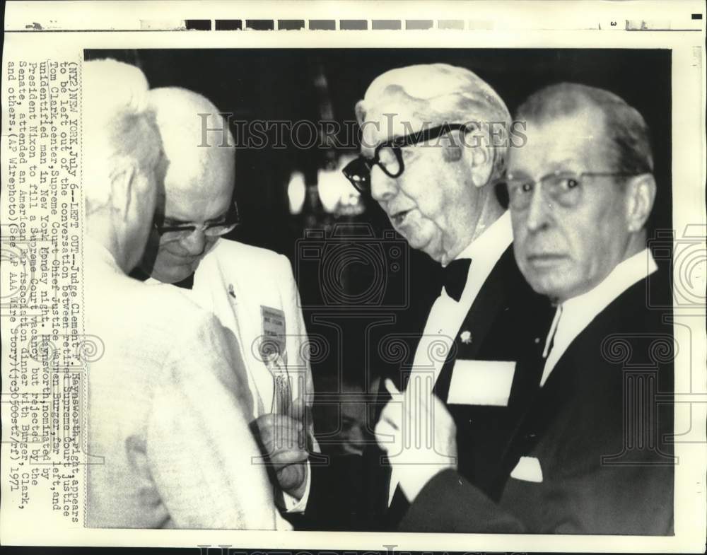 1971 Press Photo Judge Clement Haynsworth &amp; others at ABA dinner in New York