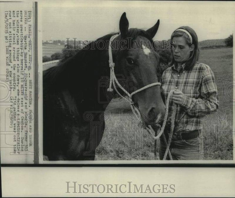 Load image into Gallery viewer, 1967 Press Photo Martha Henrich, single farmer who drives tractor-trailer truck
