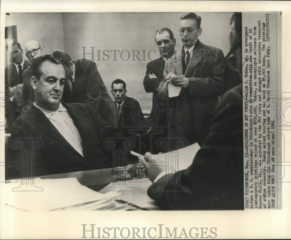 1961 Press Photo Ralph Hobbs arraigned in Pittsburgh, PA for theft