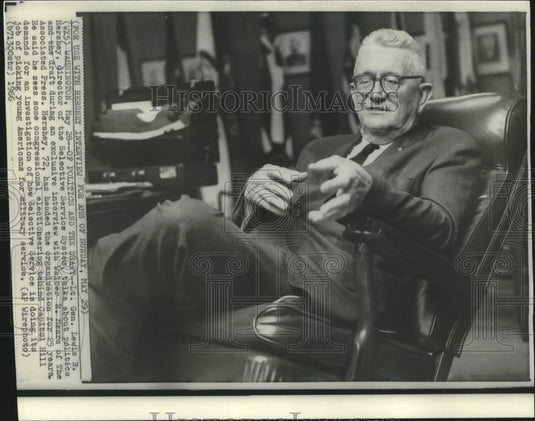1966 Press Photo Lt. General Lewis Hershey, Selective Service, at interview